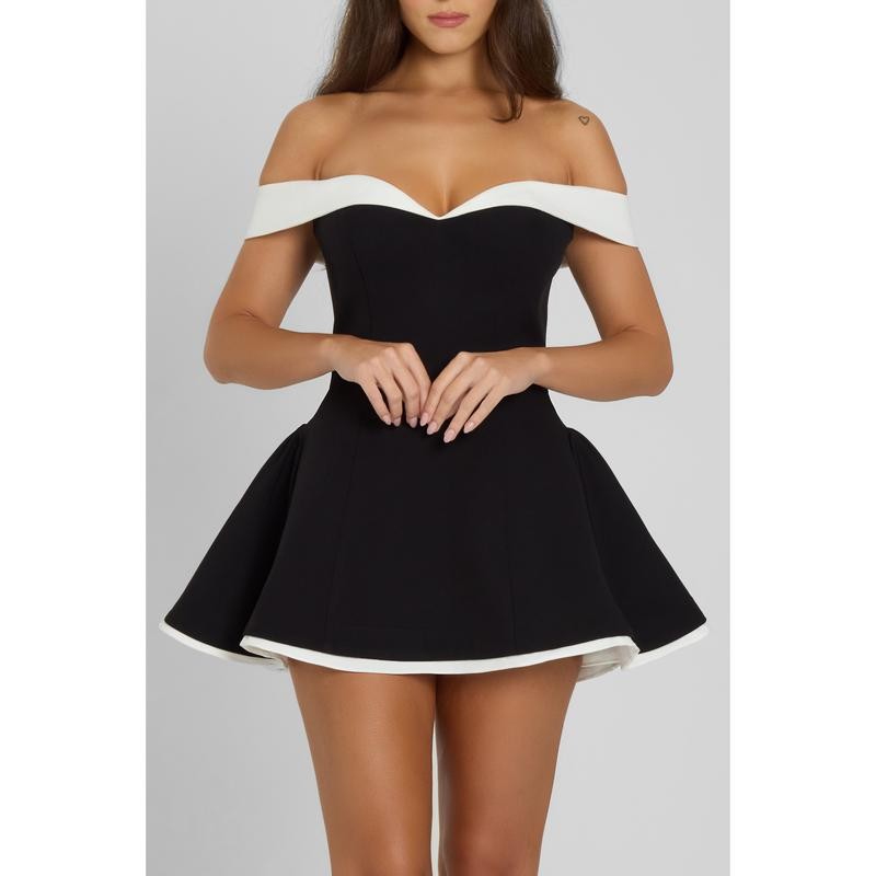 Ramona Contrast Corset Babydoll Mini Dress - Size: XL