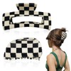 Checker Pattern Hair Claw Clips, Square Checker Claws Tortoise Barrettes,