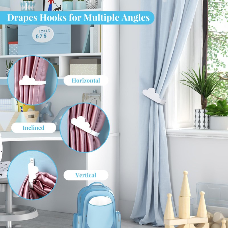 Briwooody 2 Pcs Cloud Shaped Curtain Tiebacks Curtain Acrylic Holdbacks