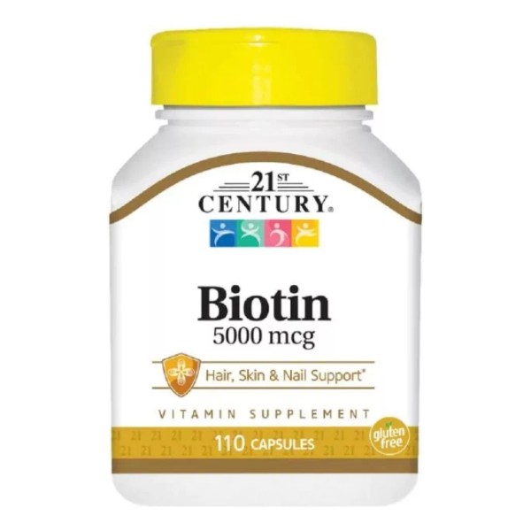 21st Century Biotina Premium Cabello Uñas 5,000mcg 110 Caps Eg Bb22 Sabor Sin Sabor