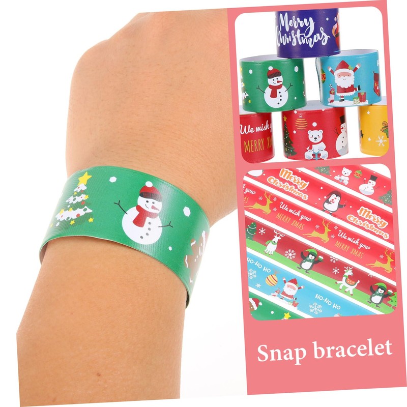 Totority 96pcs Christmas Slap Bracelets Fun Wristbands Adorable Patterns for
