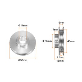 QUARKZMAN V-type pulley 14 mm bore 50 mm outer diameter single groove aluminium alloy for 3-5 mm PU round belt motor shaft drill