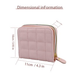FuninCrea Ladies Purse Wallet, PU Leather Purse with Multiple Card Slots and Compartments, Lady Credit Card Holder with Zipper, Solid Color Wallet with Embroidery Pattern for Women, Girls (Pink)