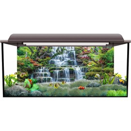 AWERT 60x24 inches Waterfall Aquarium Background Forest Park Green Tropical Plants Fish Tank Background Reptile Habitat Background Vinyl Background