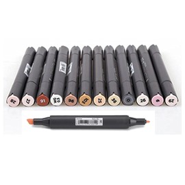 12 Colors Manga Colors Skin Tones Markers Art Marker Double-Ended Brush Set for Sketch Graphic Design Figures Cartoon Color