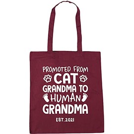 Hippowarehouse Promoted from Cat Grandma to Human Grandma Pregnancy Announcement Baby Reveal Grandparents New Family Member Little One Newborn Tote Shopping Gym Beach Bag 42cm x38cm, 10 litres