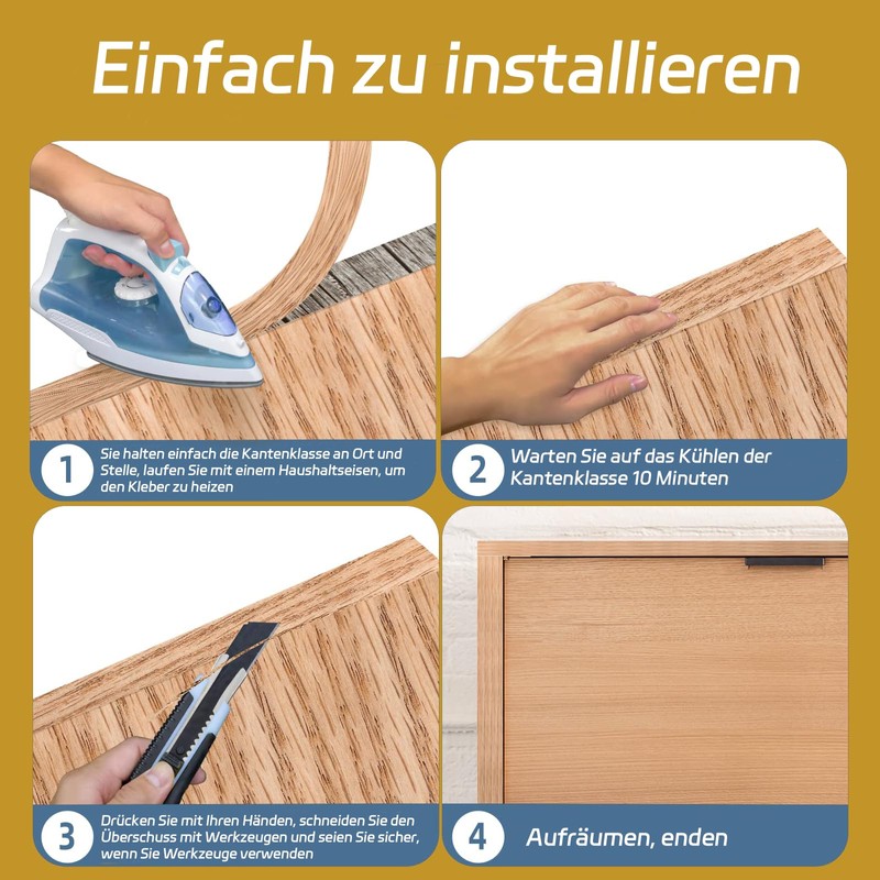 Edge Tape for Iron-On, Real Wood Veneer Edge Protection, 22