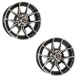 2-Pack Trinity Series 15x5 Aluminum Trailer Wheel 5x4.5 Bolt Pattern Black Machined Face 5 Fork Trailer Rim
