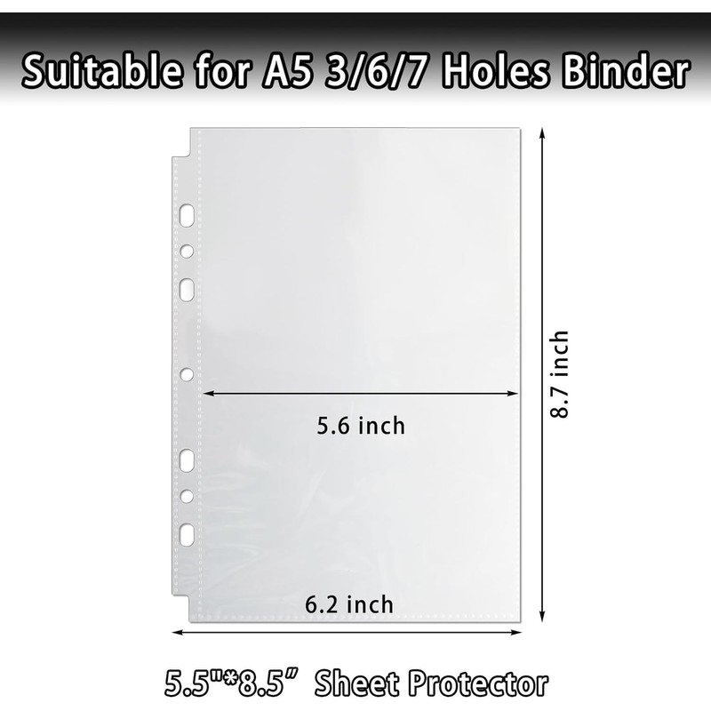 AZATUS 20 Pack Sheet Protectors 5.5x8.5"Photocard Sleeves for 6 Ring