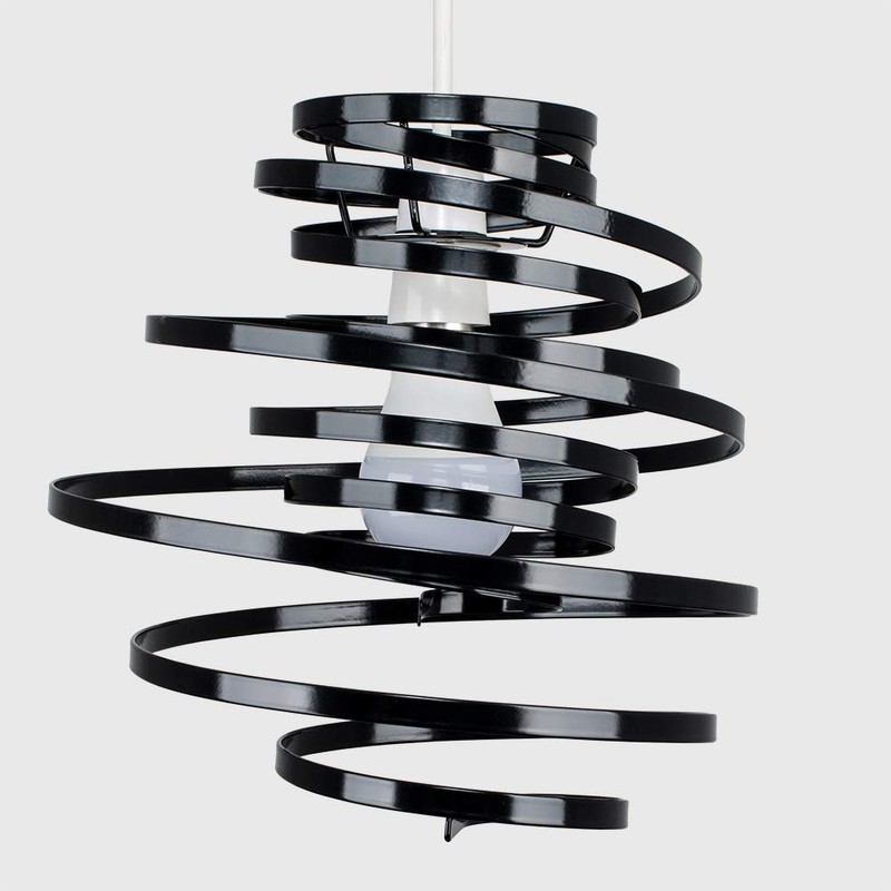 MiniSun Contemporary Gloss Black Metal Double Ribbon Spiral Swirl Ceiling