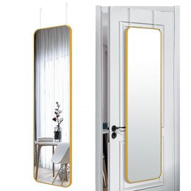 SCWF-GZ 47x14 Mirror Rectangle Full Body Length Door Hanging Wall Mounted Aluminum Alloy Metal Frame Dressing Make-up Mirrors for Entryway Bedroom Bathroom Living Room 47 14 inch Gold