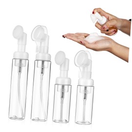 Vaguelly 4 Pcs Foaming Bottle Travel Facial Cleanser Dispenser with Press Pump for Hand Soap Skincare Makeup Leak Design for Go Use
