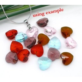 Mixed Crystal Glass Faceted Heart Drop Charm Beads, 10 x 10 mm, Pack of 50