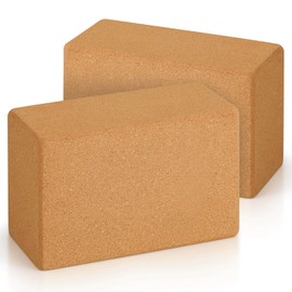 MADOG Cork Yoga Blocks 2 Pack, 9"x6"x4" High Density Natural Cork Yoga Equipment for Stretching Flexibility Balance Fitness Pilates