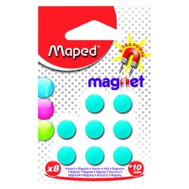 Maped 051100 Round Magnets, 10mm, Pack of 8, Assorted Colours