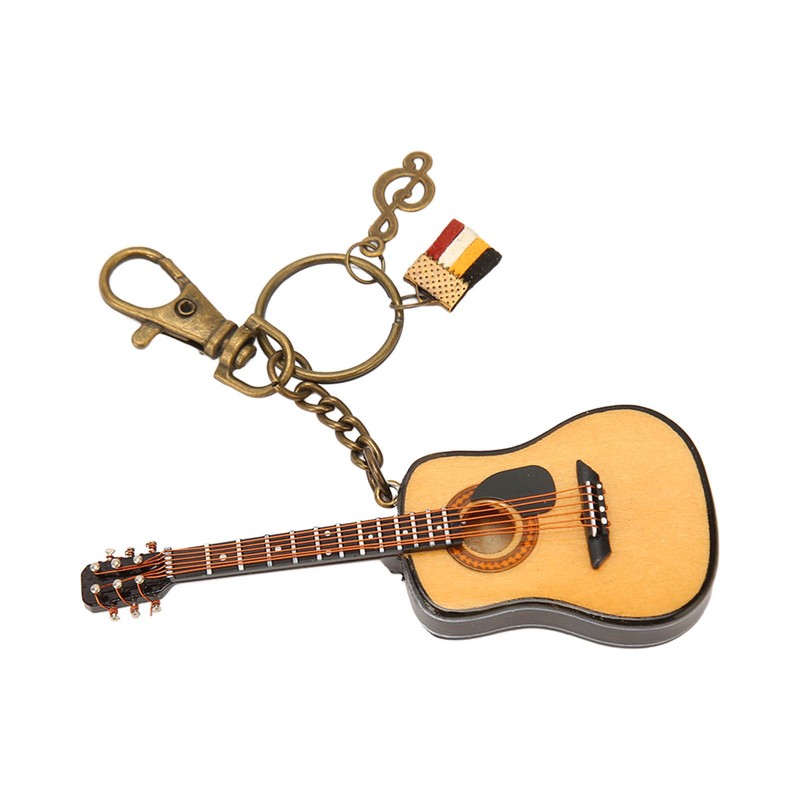 Mini Guitar Model Keychain Function Smoothing Wood Rich Details Miniature