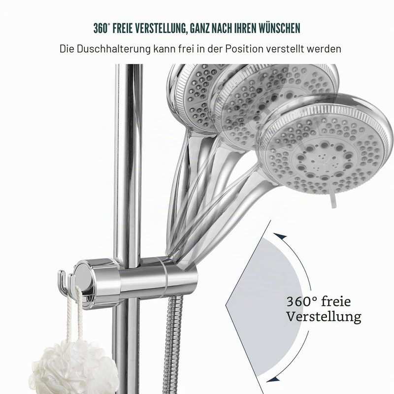 Vinabo Shower Head Holder No Drilling 18-25mm Diameter Adjustable Shower