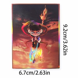 60-Count Oversized 67x92mm Holographic Deck Protectors - Top Loading MTG/PTCG/TCG Sleeves with Ink Flashing Anime Art (Ne Zha)