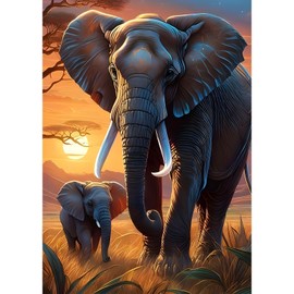 MAXBYE DIY Elefant Diamond Painting Set für Erwachsen, Tier 5D Diamond Painting Bilder Set, Malen nach Zahlen Diamant Kunst Handwerk für Home Wand Décor 30x40cm