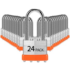 HZSY Padlocks Keyed Alike, Pack of 24, Laminated Steel Keyed Lock (1-9/16", 40mm), Padlocks with Same Key, Long Shackle, for Toolbox, Locker & StorageUnit or More