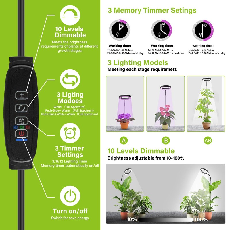 YZIXNUY Plant Lamp for Indoor Plants-Full Spectrum Plant Grow Lights