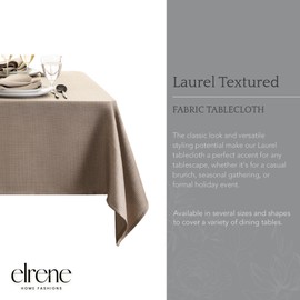Elrene Home Fashions Laurel Solid Texture Water and Stain Resistant Tablecloth, 60"X102" Rectangle, Taupe