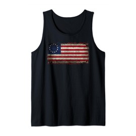 Betsy Ross Flag in Heavy Grungy Style Tank Top