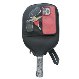 Pickleball Neoprene Paddle Cover w/Pocket and Strap - Provides Effective Protection For Your Paddle | Solid Black, 6 oz.