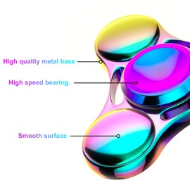 Aolcev Fidget Spinner Toy Ultra Durable Toys Stainless Steel Bearing High Speed 3-5 Min Precision Brass Metal Finger Spinner EDC ADHD Stress Relief Anxiety Hand Fidget Spinners for Kids Adult-Colorful