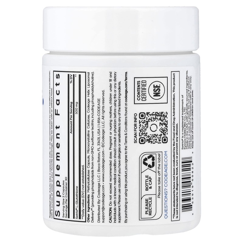 CodeAge 안티옥시던트 리포소말 글루타치온 캡슐 60정, 60정, 1개 CodeAge Antioxidant