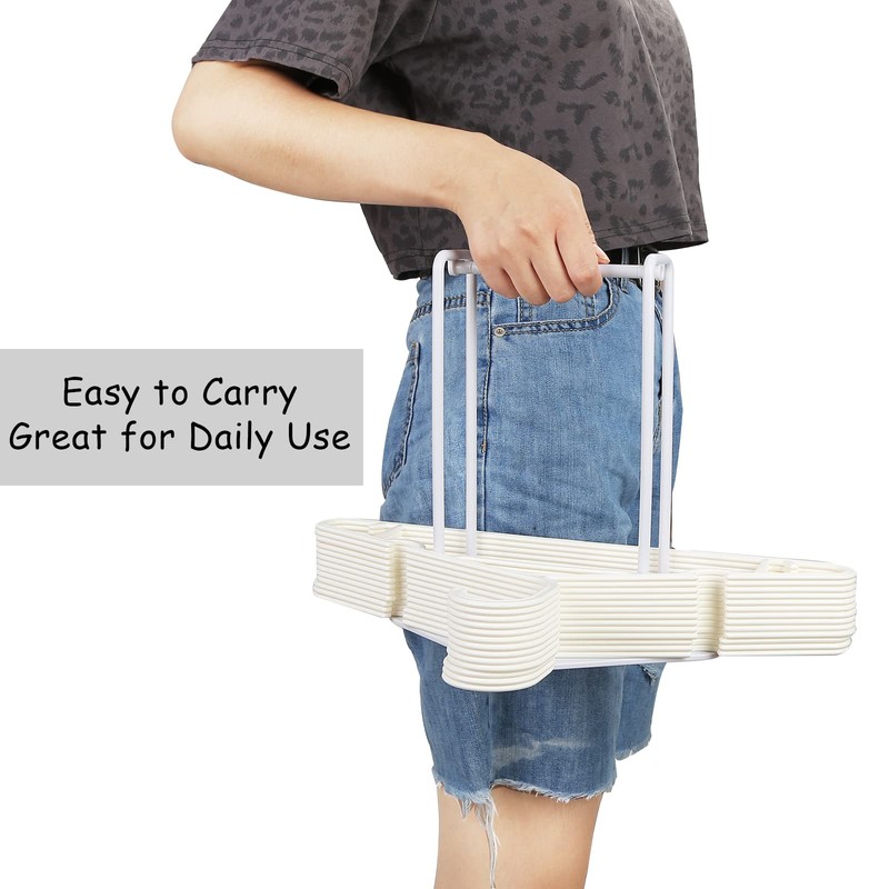 HAKDAY Hanger Stacker Holder Stand, White Plastic Hangers Rack Storage