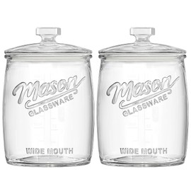Dwbligt 2 Pack Cookie Jar, 1 Gallon Glass Jar with Airtight Lids - Large Wide Mouth Mason Jar for Kitchen Pantry& Laundry Room, Glass Apothecary Canisters Sets for Candy, Flour, Rice, Coffee, Display