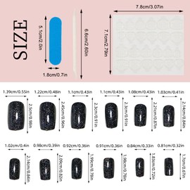 NICENEEDED 24 Pcs Black Press on Nails, Short Square False Nails Solid Color Fake Nail, Shiny Glossy Glue on Nails Artificial Nail Full Cover Glue on Nails for Women