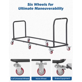 JOYTUTUS Rolling Tire Storage Rack with Straps for Garage and Transport Trailer, Fits Tires up to 37 Inches, Heavy Duty Tire Shelf Holder Cart with 6 Wheel, 60" L X 20.7" W X 30" H
