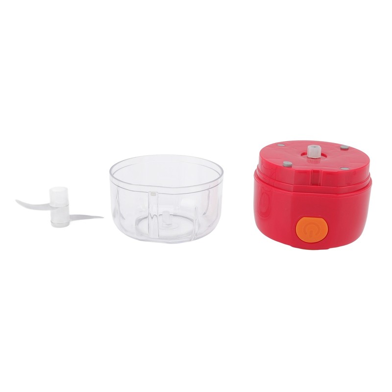 Garlic Chopper USB Charging Portable Red Double Blade 360 Degrees