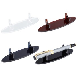 ANATTASOUL Pen Holder Display Stand Acrylic 4 Pcs Eyebrow Pen Stand Makeup Brush Rack Organizer Black White Brown Oval Acrylic Pen Holder Rack for Office Home School Store Table Stable