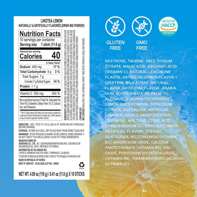 LINGTEA Doctor Developed Electrolyte Drink Mix - Lemon Flavor |