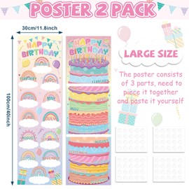 Lonfliness Happy Birthday Poster Chart Pastel Birthday Bulletin Board Decoration Macaron Birthdays Classroom Wall Door Decor for Calendar Bulletin Board Nursery Kindergarten Back to School Supplies