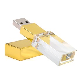 Laak 64GB Crystal Transparent Rectangle Genuine Blink Flash Drive USB 3.0 Wedding Gift Pendrive, Gold