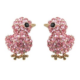Navachi 18k Gold Plated Chicken Pink Crystal Enamel Az1501s Stud Earrings