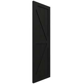 12"W x 39"H True Fit PVC Two Equal Panel Farmhouse Fixed Mount Shutters w/Z-Bar, Black (Per Pair - Hardware Not Included)