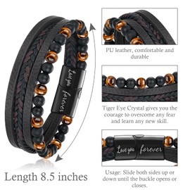 ankbrats 60th Birthday Gifts for Men Dad Husband Grandad-Mens Leather Bracelet with Magnetic Clasp-Layer Braided Bracelet Gift for Valentines Christmas Fathers Day