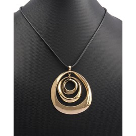 GelConnie Boho Necklaces for Women Vintage Silver Circles Long Pendant Necklace Cowgirl Sweater Necklace Adjustable Leather Choker Necklace for Women, Genuine leather, Faux Leather, No Gemstone