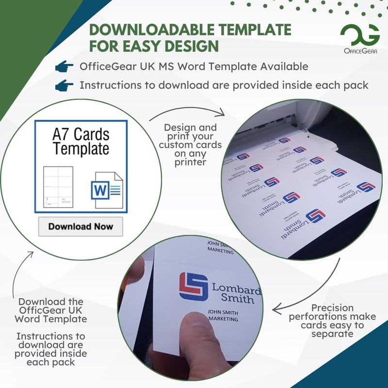 OfficeGear Green A7 Cards 8-up [55 Sheets - 440 Pack]