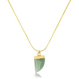 Joob Joob 24k Gold Plated Layered Choker Necklace for Women – Dainty Pendant Stackable Boho Necklace Set for Layering – Jade Shark Tooth Charm