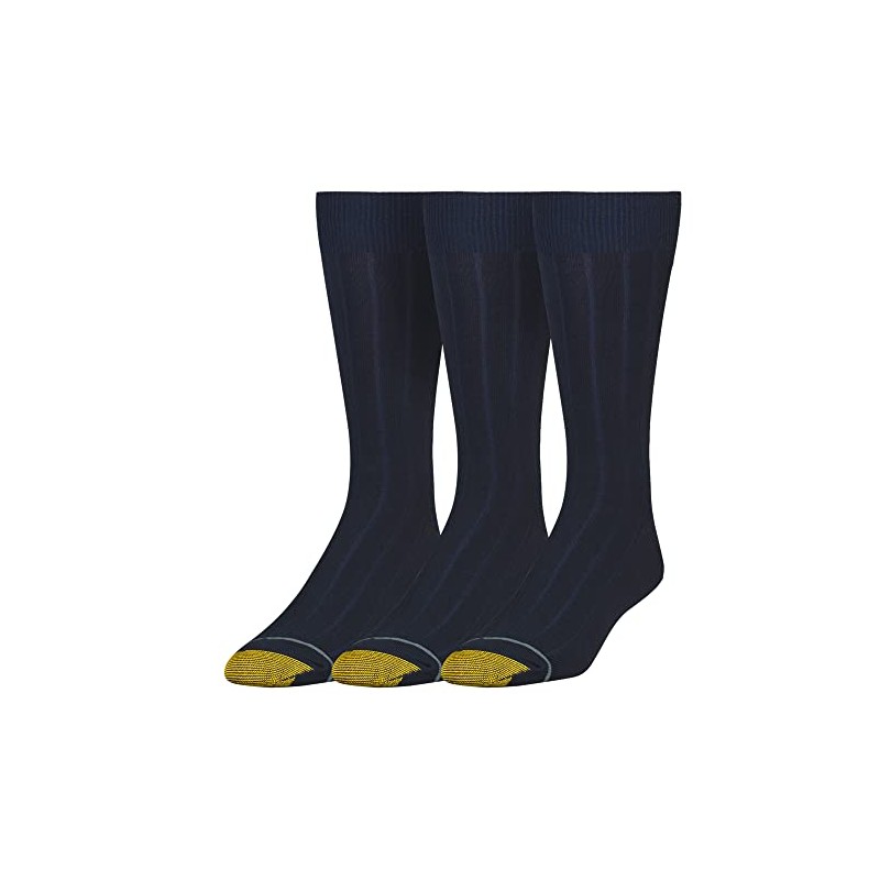 GOLDTOE Men's Hampton Crew Socks, 3-Pairs, Navy, Large