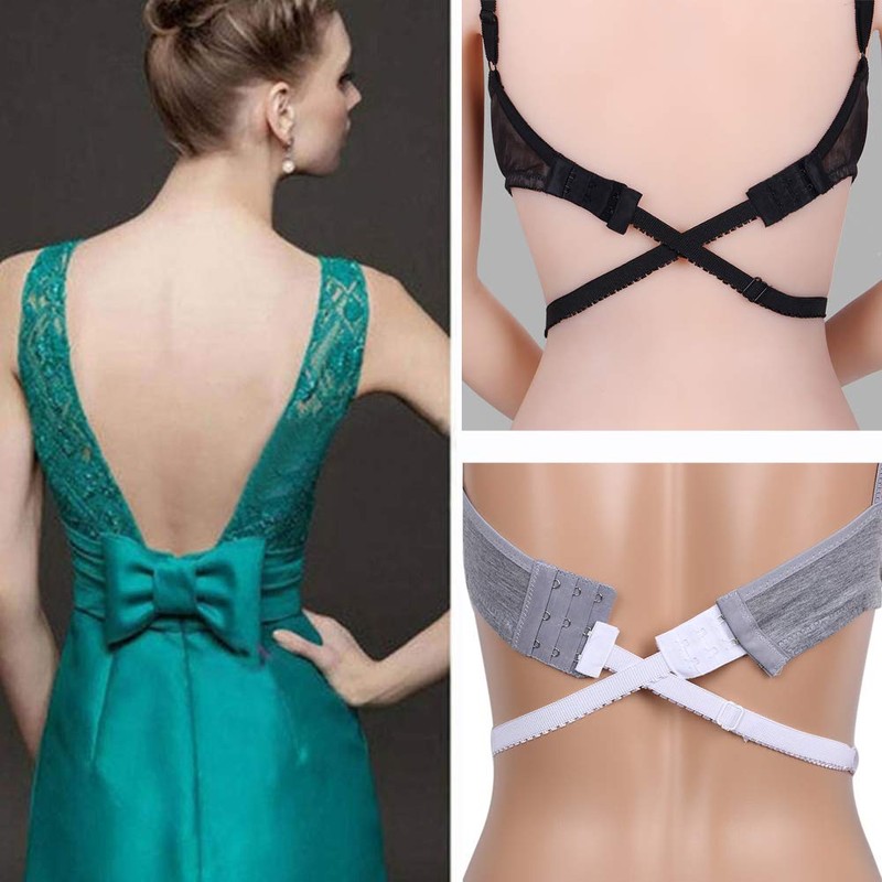 Lansonee Soft Comfortable Adjustable Low Back Bra Converter Straps Set