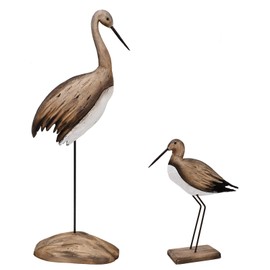 Waroom Home Rustic Wood Crane Decor Tabletop Nautical Decor, Wooden Crane Nautical Decoration Beach Themed Decoration Coastal Decor Crane Decoration for Home Mediterranean Decor (S&L)