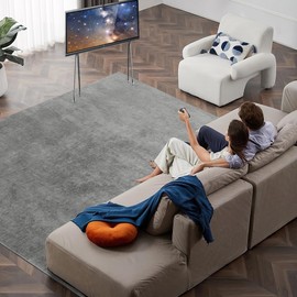 Srugn Washable Rugs 8x10 Area Rugs for Living Room,Bedroom and Dining Room- Large Ultra Soft Faux Wool Retro Carpets,Non Slip&Non-Shedding Low Pile Vintage Print Rug for Home Office- Galaxy Grey