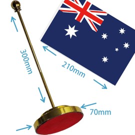 Australia Desk Small Flag Set,5×8 Inch Mini Australian Desktop Banner,12" Metal Solid Pole Decor,Tiny Digital Printed Polyester Banner With Golden Base